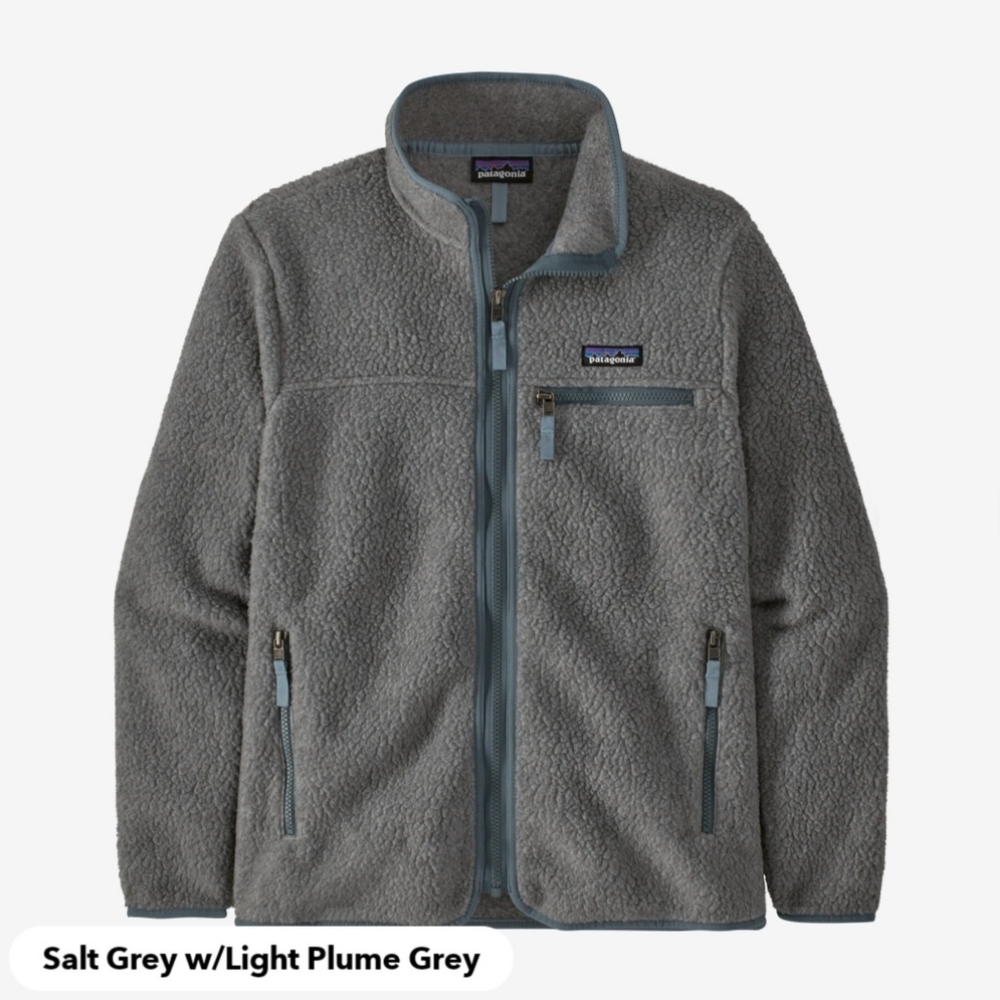 Patagonia Salt Grey Fleece Jacket with Light Plume Grey Trim
